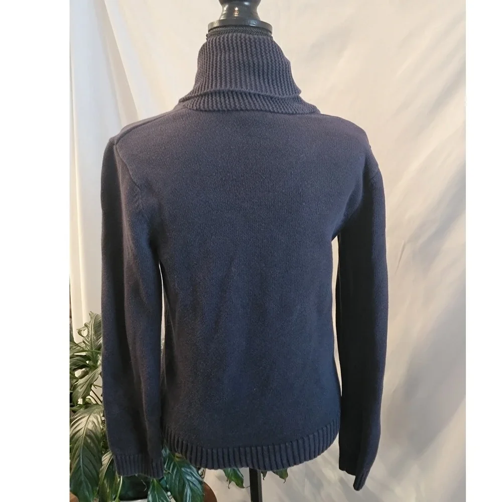 Chaps Mens Navy Blue Cotton Shawl Collar Toggle Button Sweater Size M
